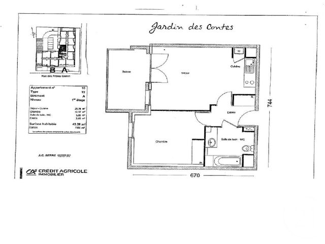 Appartement F2 à vendre - 2 pièces - 43.28 m2 - ST HERBLAIN - 44 - PAYS-DE-LOIRE - Century 21 By Ouest